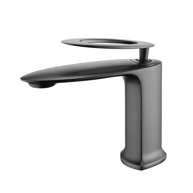 

All-copper European single-hole gun gray washbasin faucet, hot and cold hotel household hand wash washbasin faucet MT2068