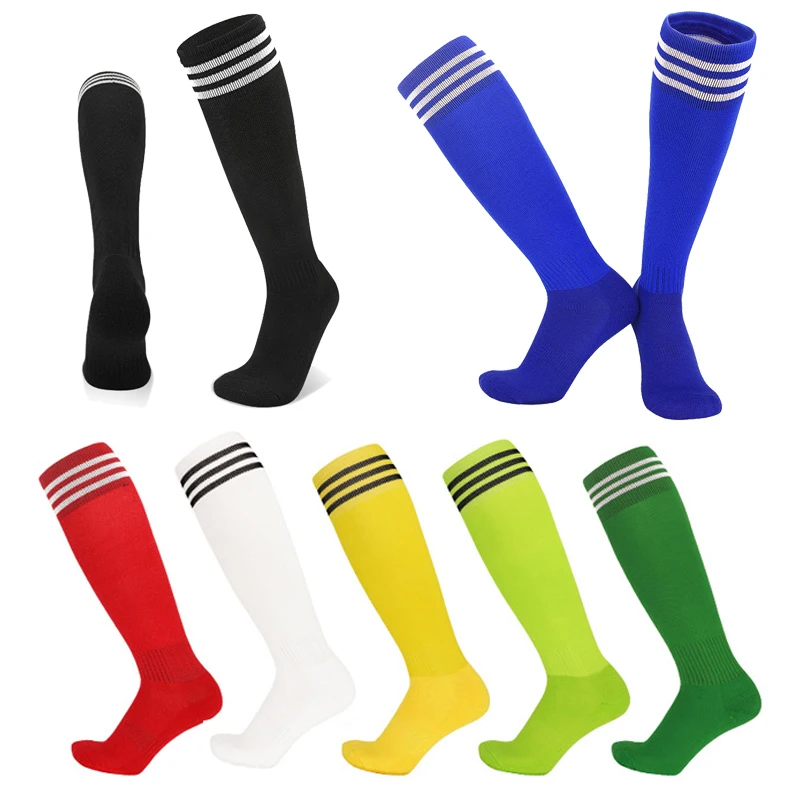 Sports Soccer Socks Adults Kids Breathable Towel Bottom 3 Stripes Knee High Training Running Long Stocking Football Sock