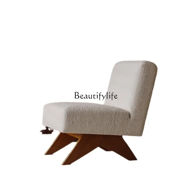 

XX39Sofa chair without armrests living room solid wood single backrest retro casual chair