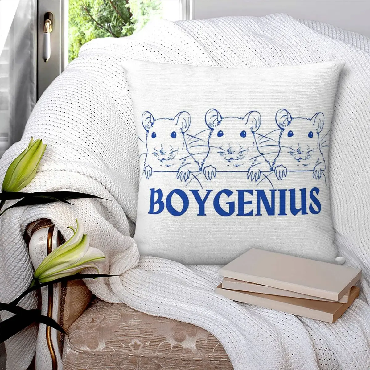 Boygenius Inspired Trio Mouse Square Pillowcase Pillow Cover Polyester Cushion Decorative Comfort Throw Pillow for Home Bedroom