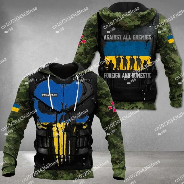 Bandeira nacional exército ucraniano camuflagem soldados ucranianos hoodies roupas esportivas masculinas e femininas casuais diversão jaquetas hoodies y2k