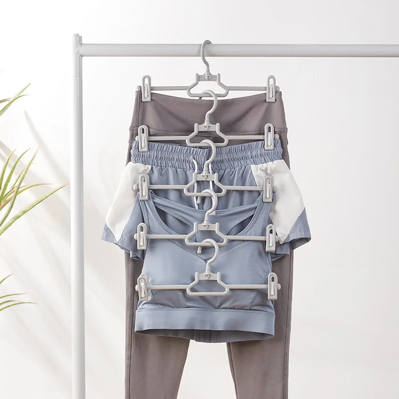 CHAHUA Pants Rack Plastic Drying Pants Clothes Clip Scarf Rack Socks Rack 5 Piece Set Movable Clip Multifunctional Tie Rack