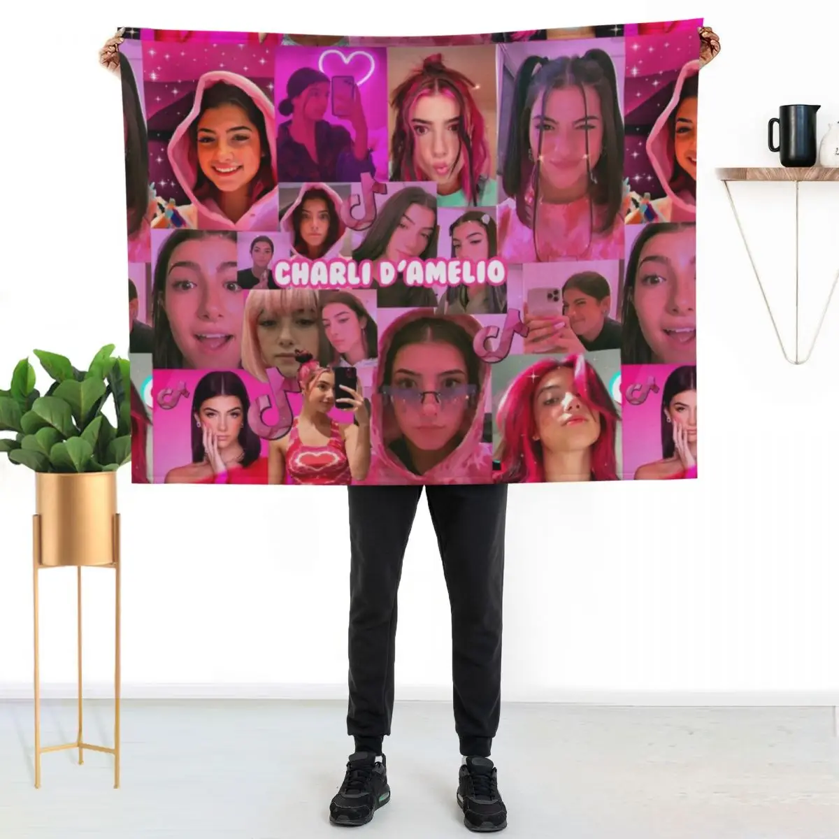 Pink Charli DAmelio collage Throw Blanket Air Conditioner Soft Blanket for Office Home