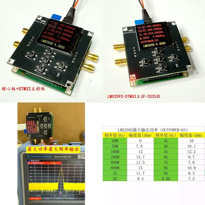 for LMX2592 Frequency Source Module Phase Locked Loop Low Noise 10GHz Broadband Output Support with TFT Master