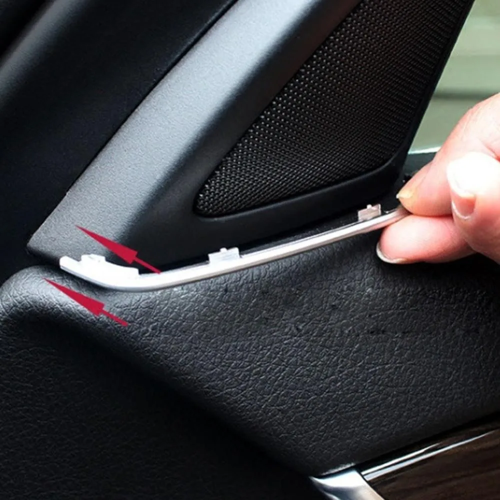 2/4 قطعة غطاء مكبر الصوت للباب الأمامي فجوة الكسوة الفضة ABS القوالب الداخلية لسيارات BMW 5 Series F10 2011-2013 اكسسوارات السيارات الداخلية #4