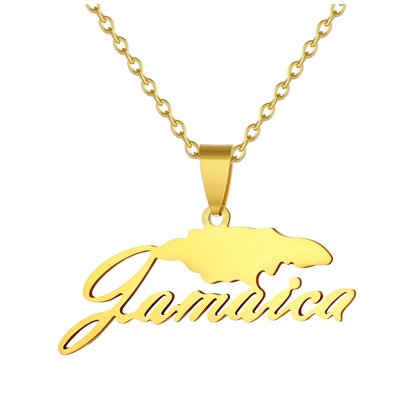 

Europe And The United States Stainless Steel Jamaica Map Pendant Necklace