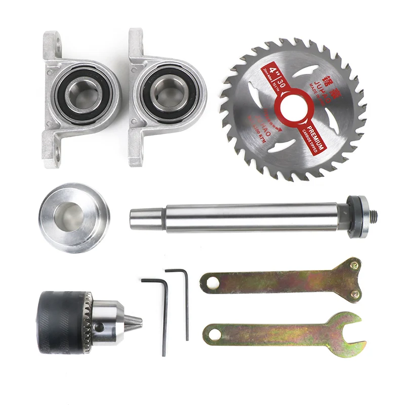 Cutting Machine Spindle Bearing Seat Bench Saw DIY Woodworking Cutting Rotary Lathe Cutting Spindle Chuck Drill Chuck Set