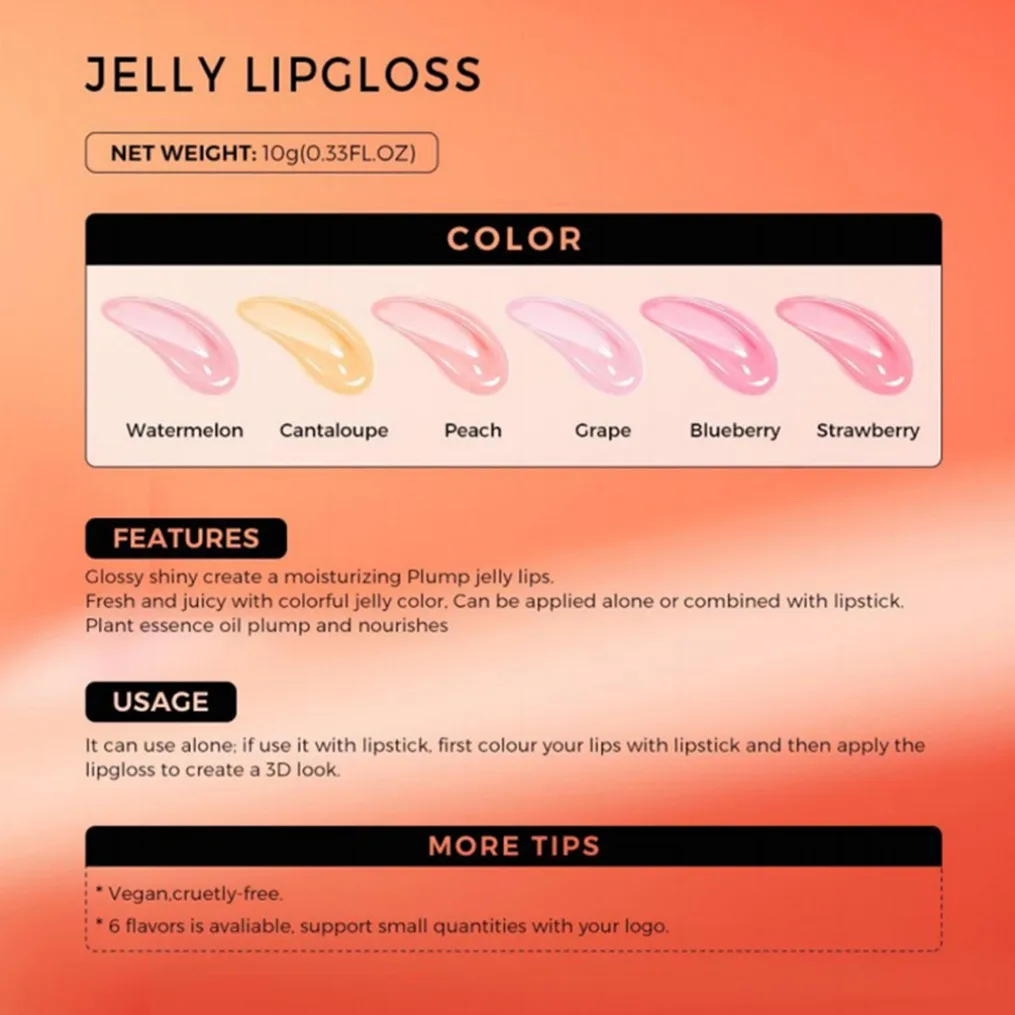 เซ็กซี่ Plumping Lip GLOSS Moisturizing แต่งหน้าผลไม้รส Glossy Lip Stain น้ํามันฉลากส่วนตัวยาวนาน Lipgloss กันน้ํา