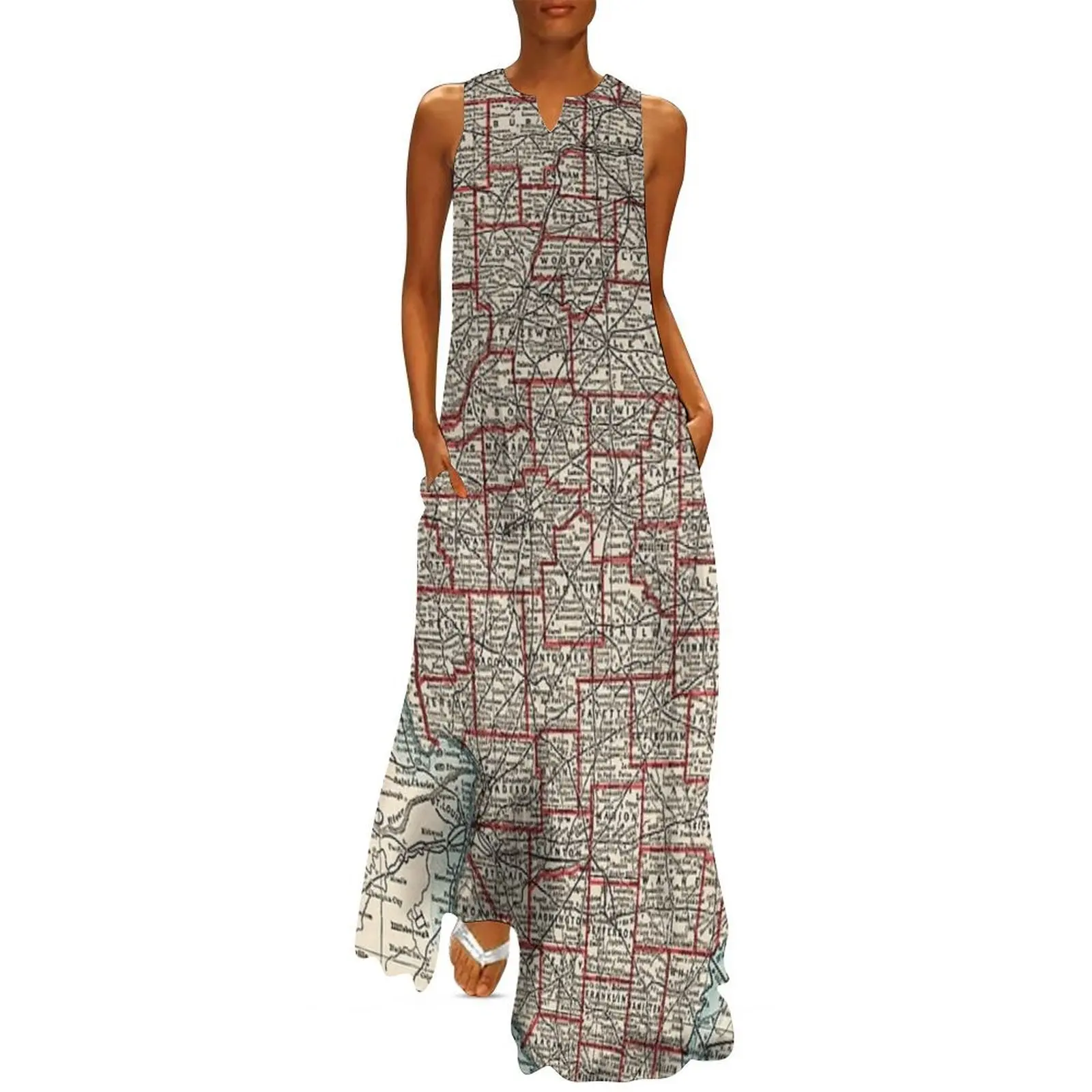 

Vintage Map of Illinois (1893) Long Dress Party dresses women's luxury party dress cute dress