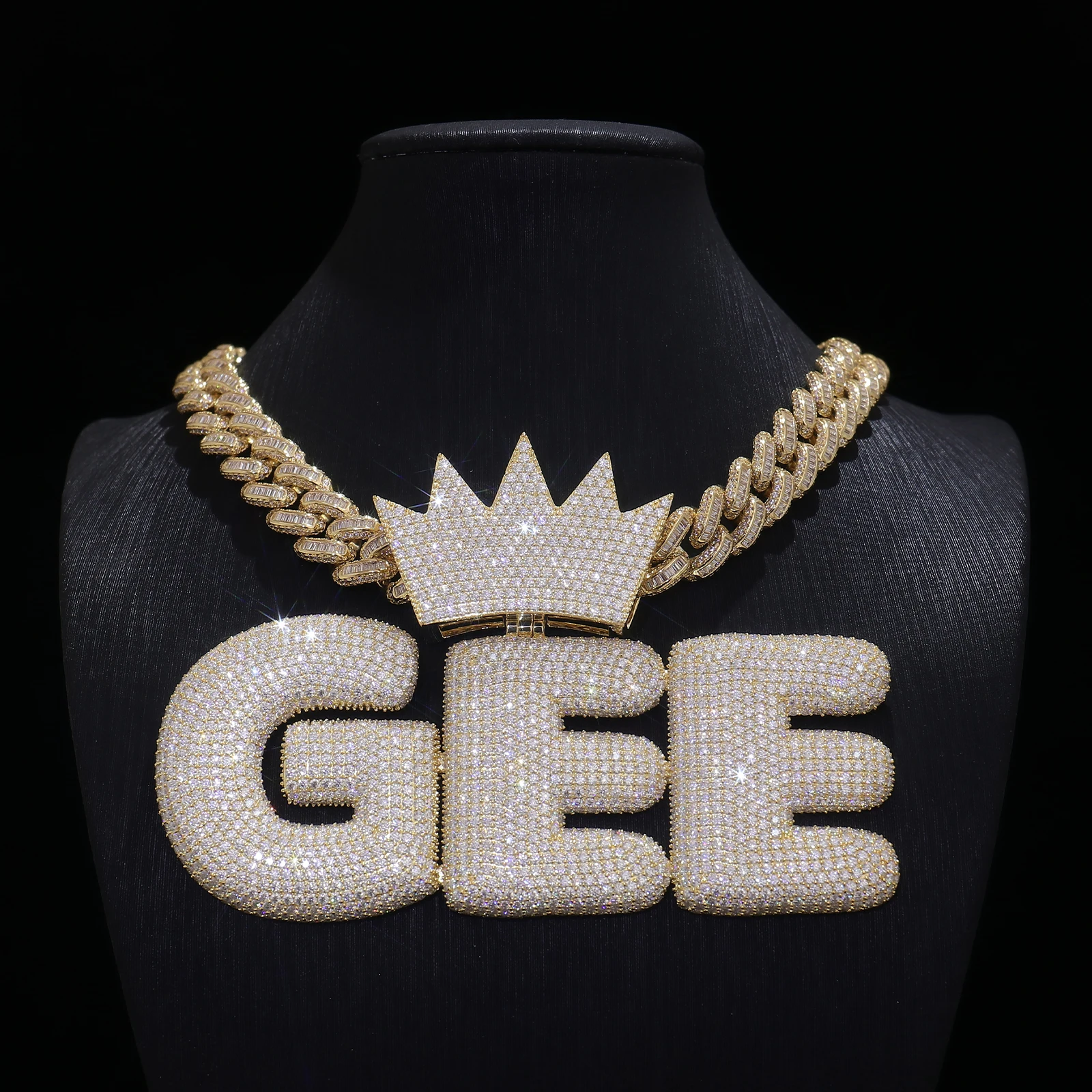 بروفانس رسالة قلادة للرجال مويسانيتي الهيب هوب تاج المعلقات للرجل ميامي روك مخصص الأزياء والمجوهرات #3