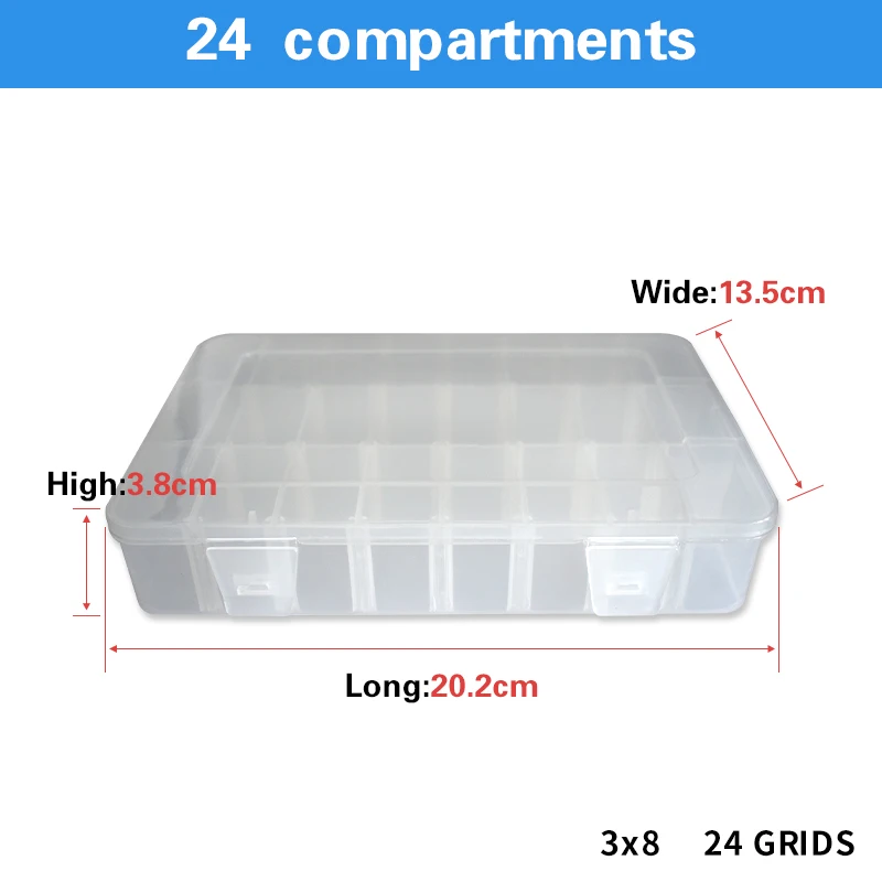 Caja contenedora de plástico transparente, organizador ajustable para Botón de joyería, Hardware, tornillo, caja desmontable