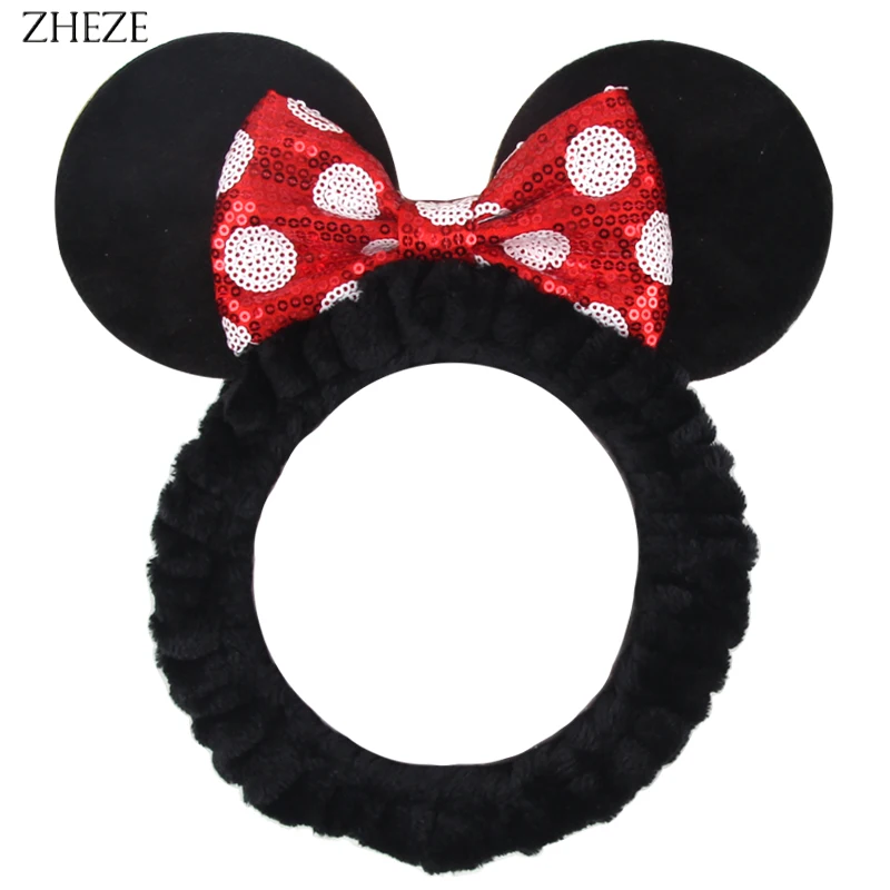 2024 NEW Mouse Ears Washing Face Headband For Women Soft Coral Fleece Makeup Spa Hairband Girls DIY Hair Accessories