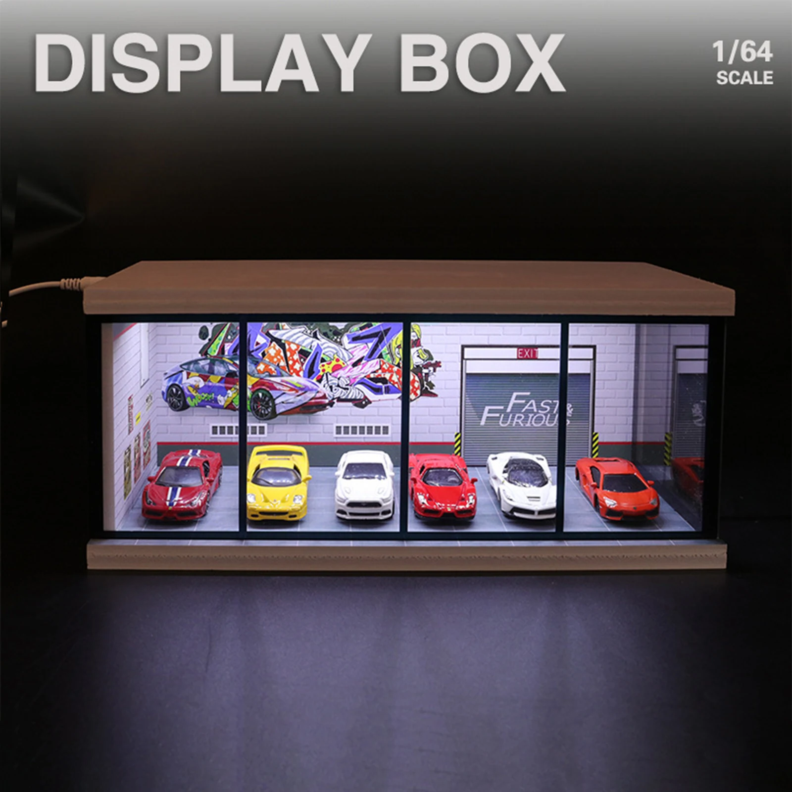 

1: 64 Scale Parking Lot Model Scene Display Case Car Model Display Box Simulation Alloy Car Exhibition Hall Scene Storage