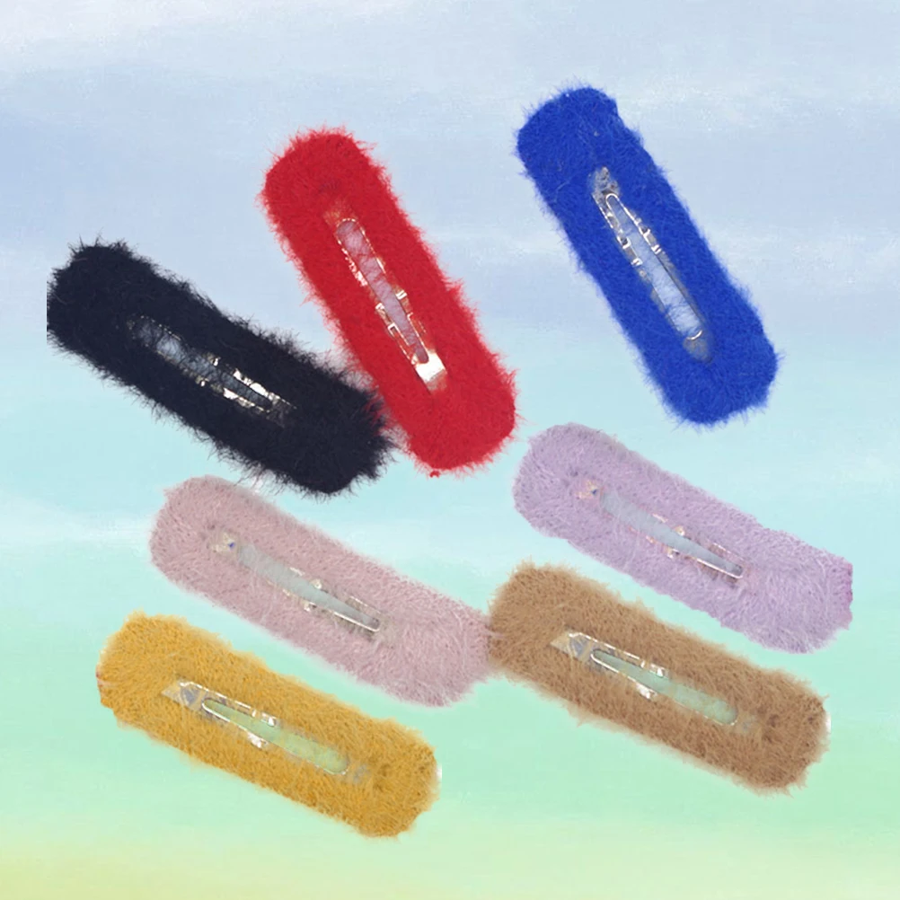 

8 Pcs Hair Clip Clips for Winter Girls Snap Hairpins Simple Fuzzy Barrettes Child Kids
