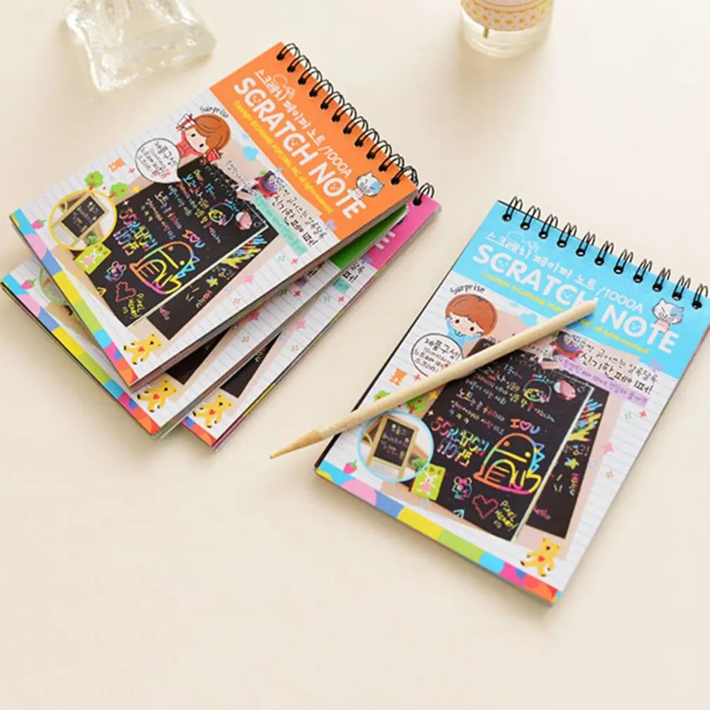 Y031 Creative Color Diy Coil Scratch Picture Children's Graffiti Sketch Book Scratch Painting Blue