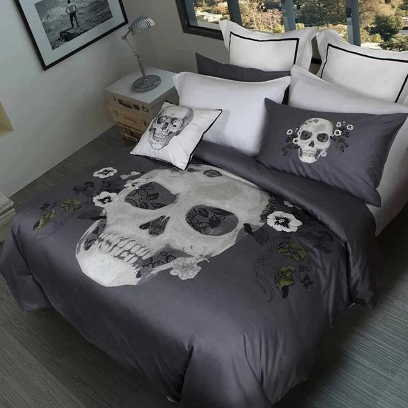 

Fanaijia 3D Printed Skull Duvet Cover Set King Size Sugar Skull Bedding Set AU Queen Bed Bedline