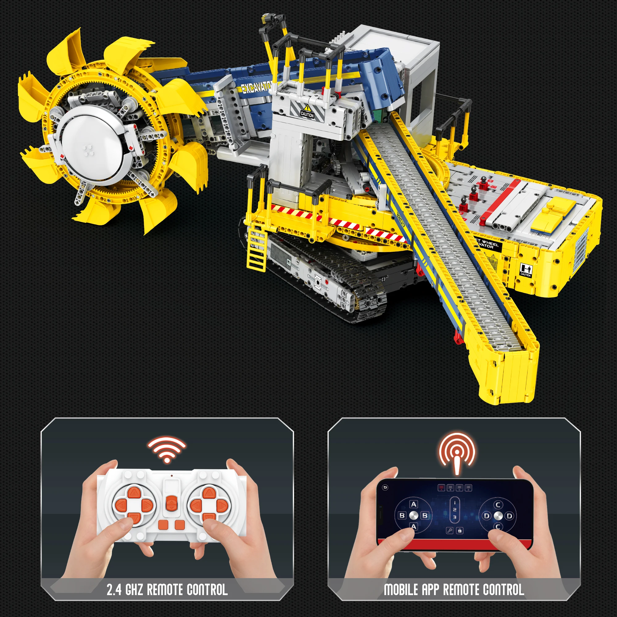 Bucket Wheel Excavator Building Set, รีโมทคอนโทรล Tow Truck Crane Construction Model Kit, ของขวัญวันเกิดสําหรับผู้ใหญ่เด็กชาย 14 +