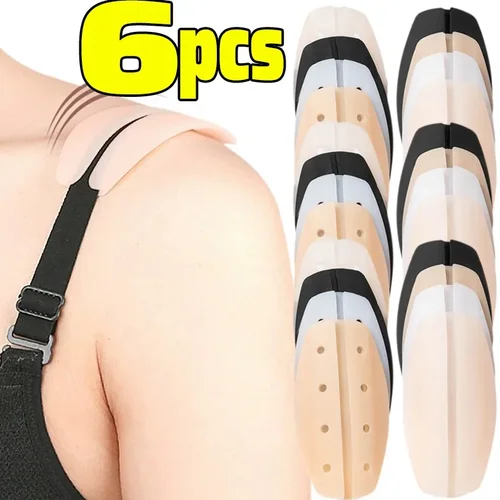 Imagen 2 del producto Almohadillas antideslizantes de silicona para mujer, almohadillas suaves para correa de sujetador, soporte para alivio del dolor, hombreras para sujetador, 2/6 Uds.