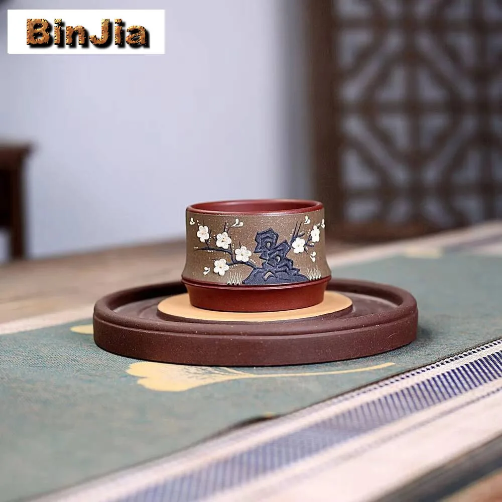 

100 мл ручная роспись цветок чашка Цзыша фиолетовая глина маленький рот белый нефрит секция грязь аромат дегустация чайная миска подарки поставки