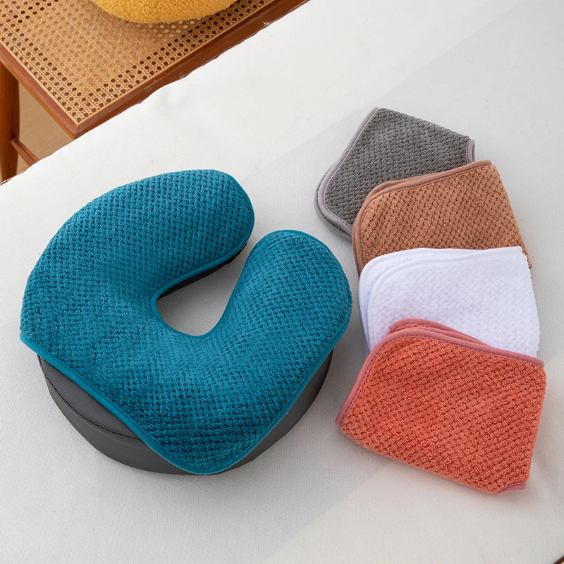 Coral Fleece Head Pad Towels U-Shaped Facial Pillow Covers Thickened Headrest Cushion Facial Care Beauty SPA Massage Supplies