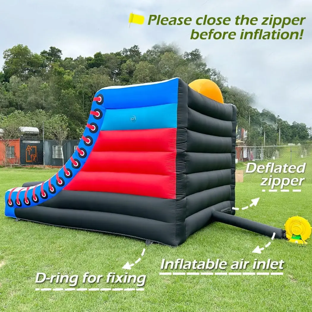 لعبة كرة السلة القابلة للنفخ على شكل طوق قابل للنفخ للحفلات مع 5 أطواق و4 كرات، منفاخ تجاري سهل الإعداد