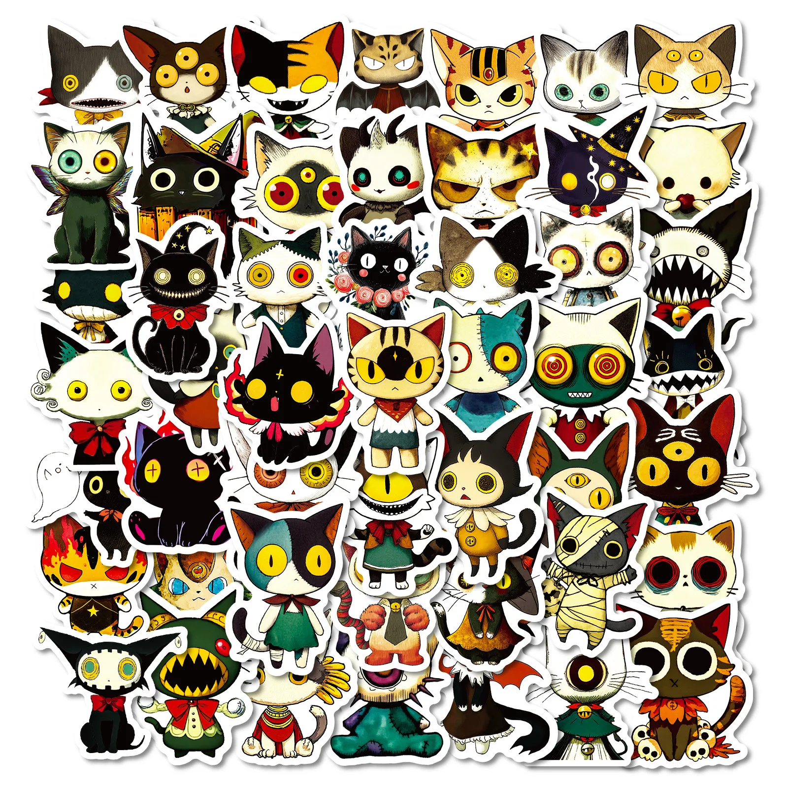 56/112 Pcs New Fun Cat Japanese Vintage Cartoon Stickers DIY for Tablet Skateboard Phone Desk Wall Fridge Fade Resistant Decals
