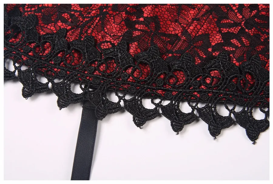 Vocole Ladies Sexy Red Wedding Lingerie Overbust Corset Bustier Tops Lace up and Zipper