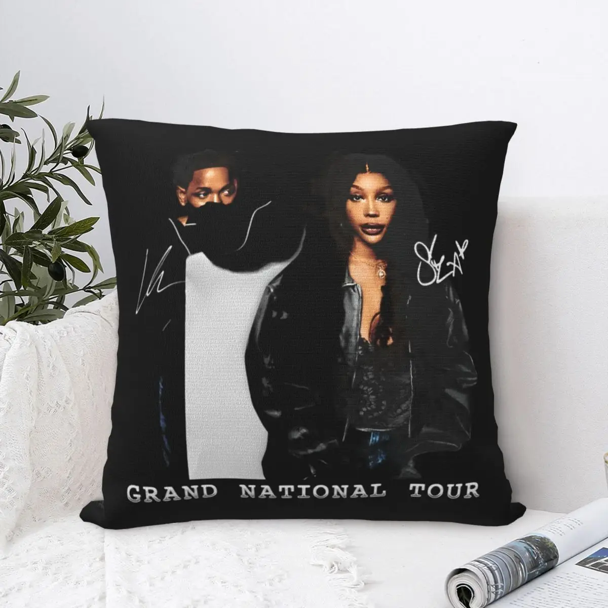 Grand National Tour Square Pillow Case SZA & Kendrick Lamar Cushion Cover Creative Polyester Decor Pillowcase for Home 45x45cm