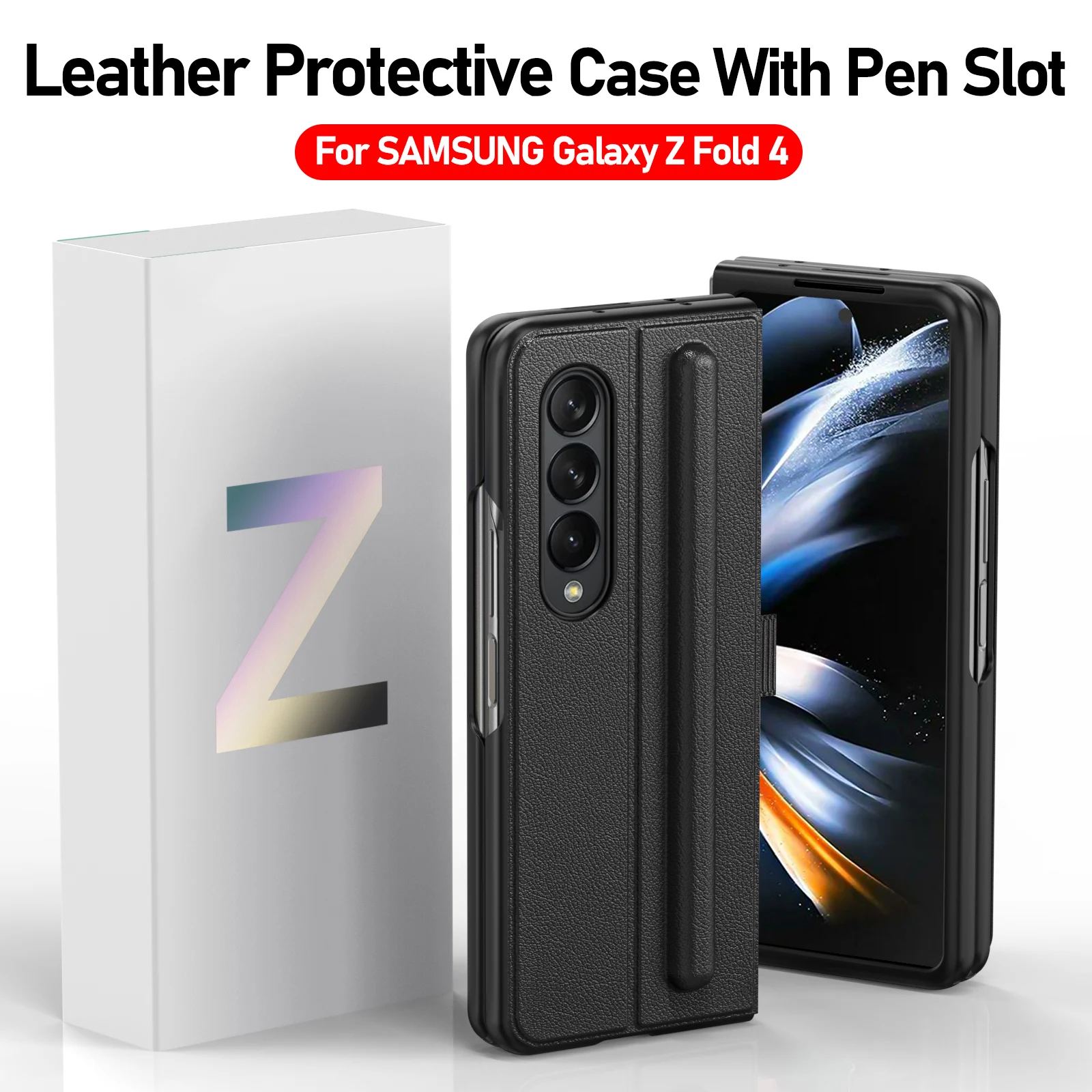 For Z Fold 4 - Single-Bottom Pen Slot Anti-Fall and Anti-Fingerprint Phone Case