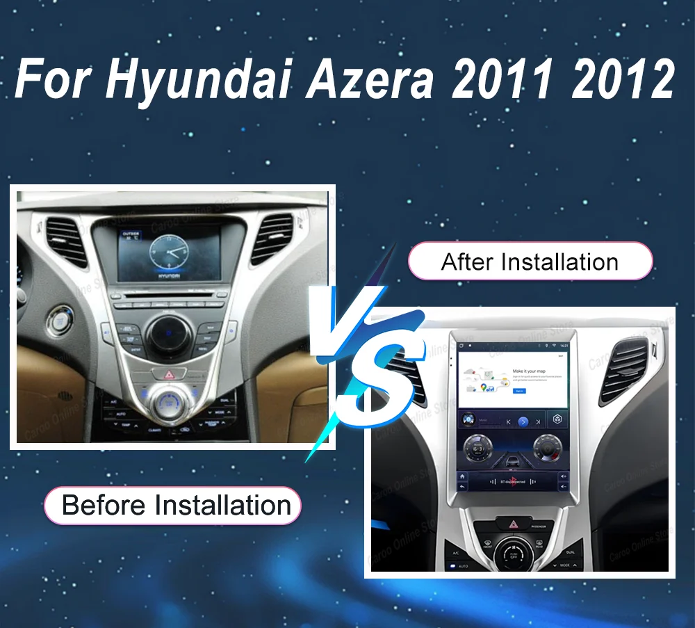 9.7 inch Android Car DVD GPS Navigation For Hyundai Azera 2011 2012 Auto High-Performance CPU WIFI Touch Screen Carplay WIFI 4G