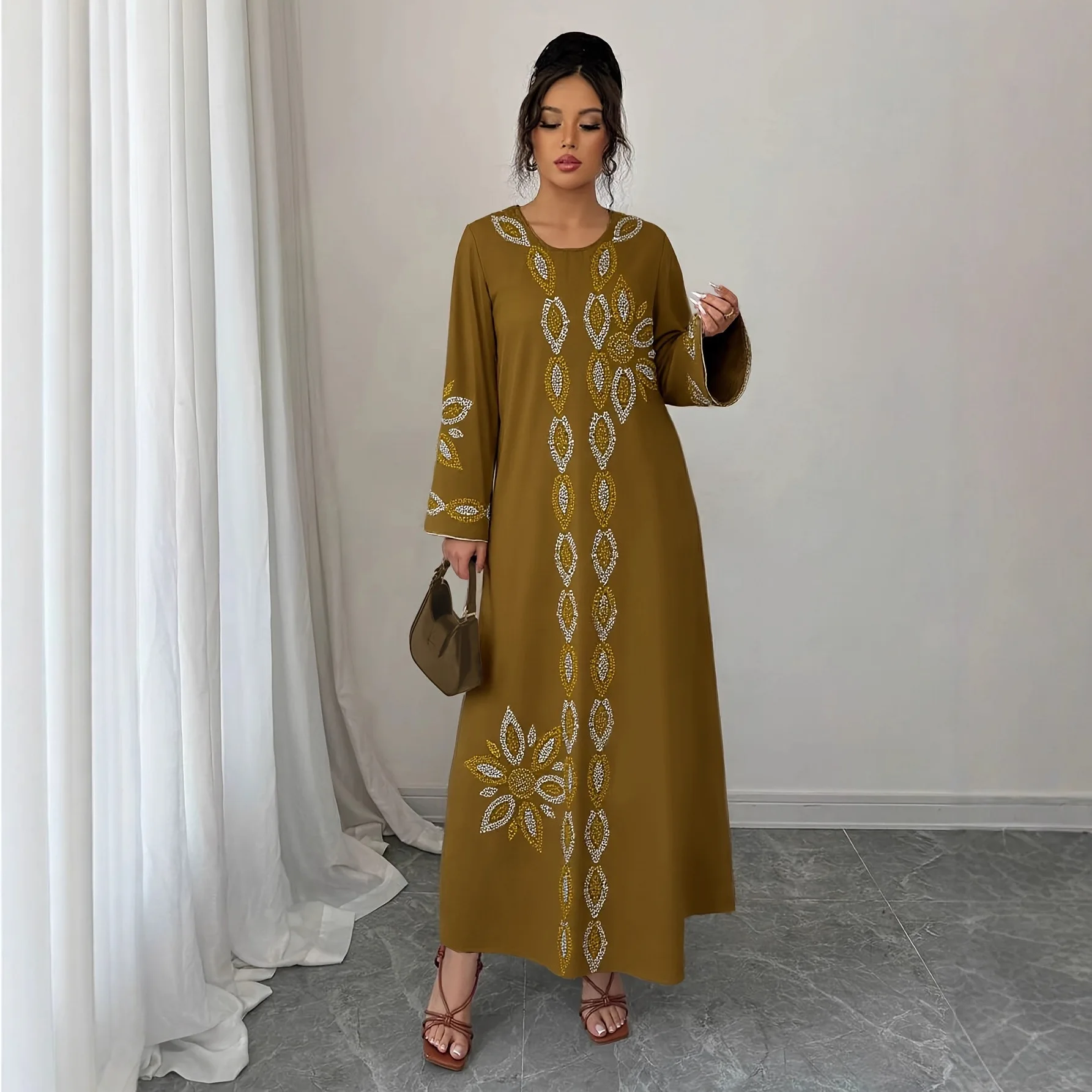 

Abaya Dress Women Eid Muslim Party Dresses Diamonds Long Robe Ramadan Dubai Abayas Kaftan Islam Vestidos Arab Morocco Jalabiya