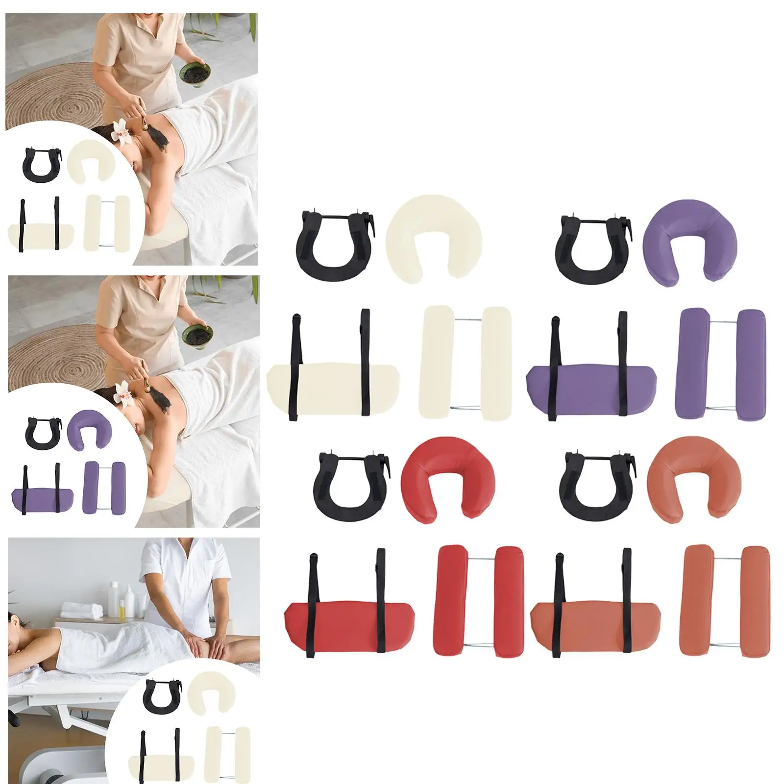

Massage Table Face Cradle with U Shape Pillow and Side Armrest Adjustable