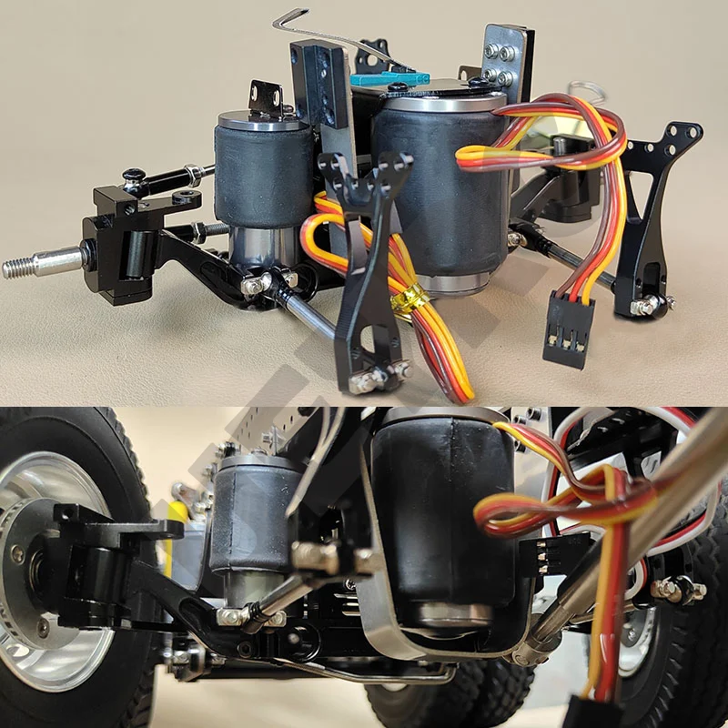 

Lifting Axle Airbag Suspension with Promote Turn Disconnected Function for 1/14 Tamiya RC Truck SCANIA VOLVO BENZ Arocs MAN Car