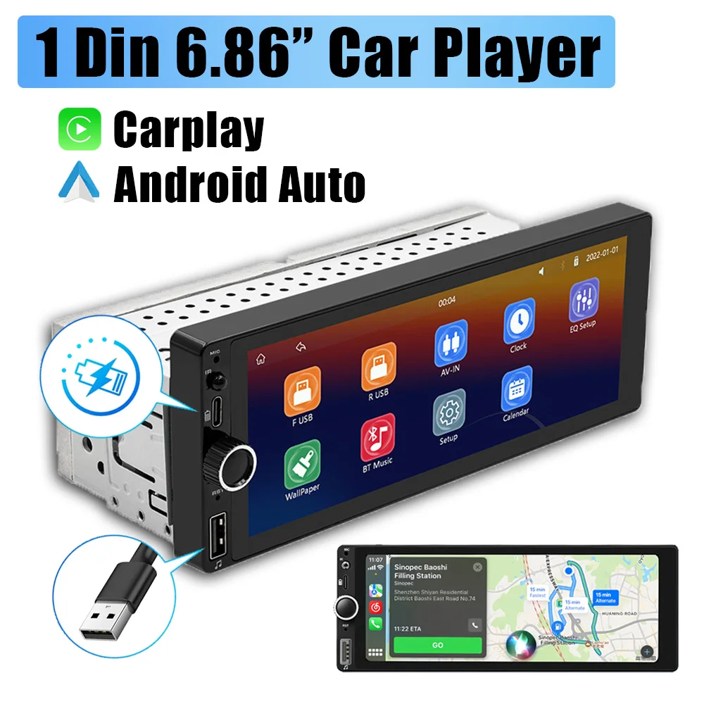 6.86 Inch 1Din Touc… - image