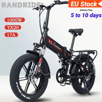 Europe Stock 20x4.0 in Fat Tire Electric Bike for Men Women Folding Electric Bicycle Adult 1000W 48V 17AH Lithium Battery Bike