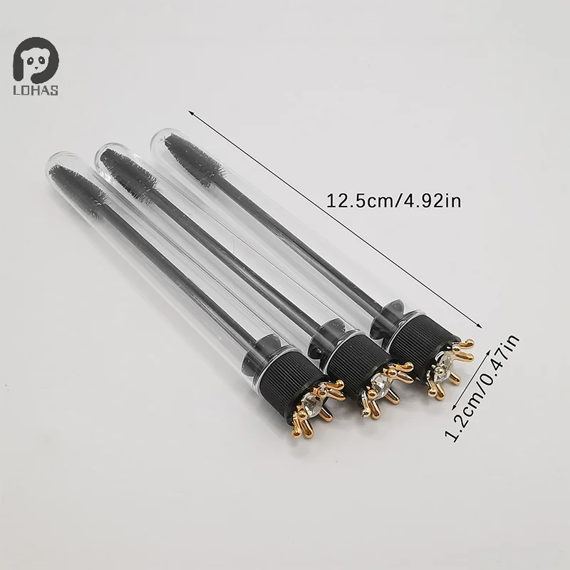 Brosse à cils en Tube de couronne de diamant, brosse à sourcils, brosse de maquillage réutilisable, anti-poussière, outil d'extension de cils, tige en cristal, 1 pièces