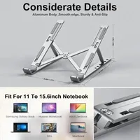Adjustable Aluminum Laptop Stand - 7-Level Height, Foldable & Portable Design For 8-16” Laptops, Enhanced Ventilation & Heat