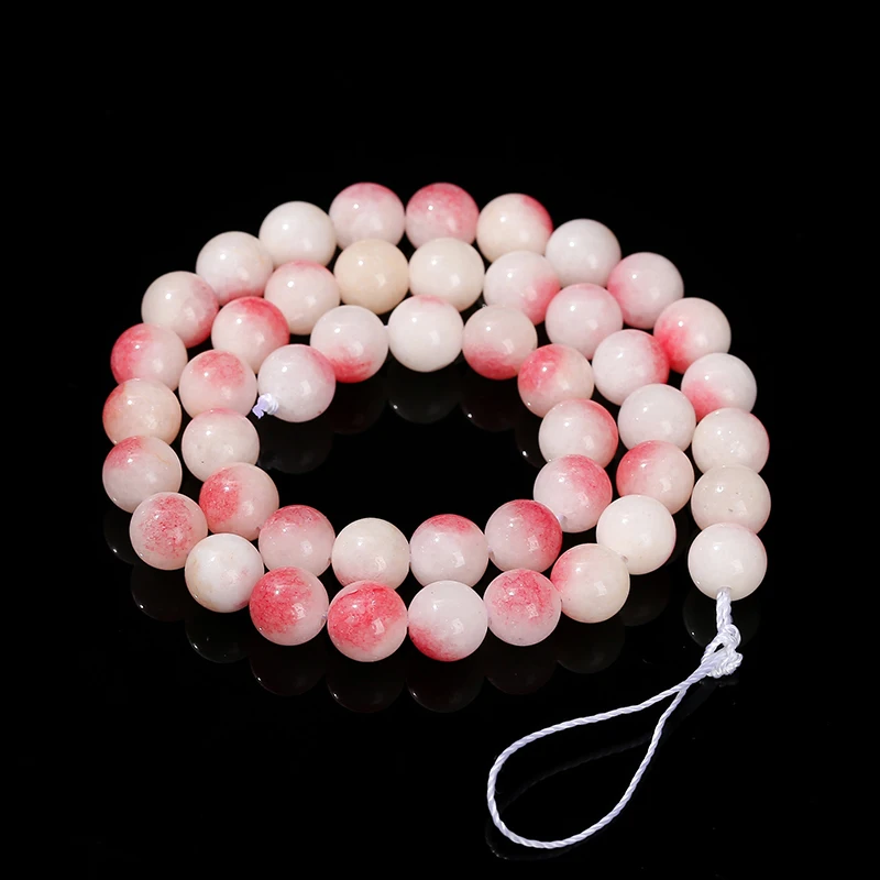 6 8 10Mm Geverfd Licht Perzik Kleur Chalcedoon Kraal Ronde Losse Spacer Kralen Voor Sieraden Maken Diy Ketting Armband Accessoire 15''