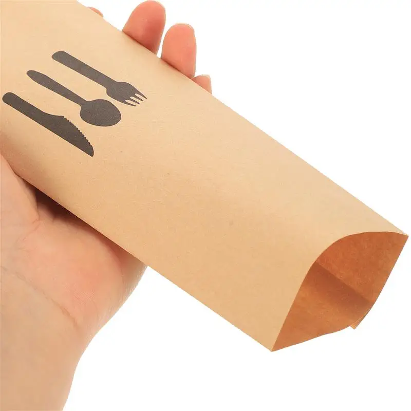 100 stücke Einweg Kraft Papier Besteck Halter Party Cutter Gabel Lagerung Taschen Utensil Papier Taschen