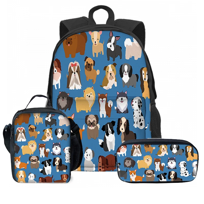 

Сумка для обеда с мультяшной собакой, 3 шт./компл., сумки для ручек, рюкзак с передней сумкой для мальчиков и девочек, лучшие подарки, детский прочный школьный рюкзак с 3D мультяшным рисунком