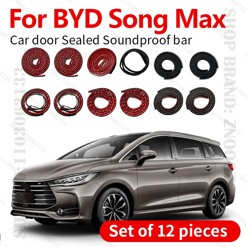 

For 2017-2025 BYD Song Max Car Door Seal Strip Rubber Double Layer Sealing Protector Soundproof Dustproof Seal Strip 12PCS Set