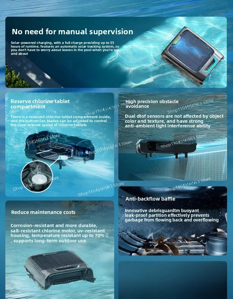 Floating Object Collector on Water Surface, Swimming Pool Cleaning Robot, Landscape Fish Pool Garbage, Solar Powered Skimmer