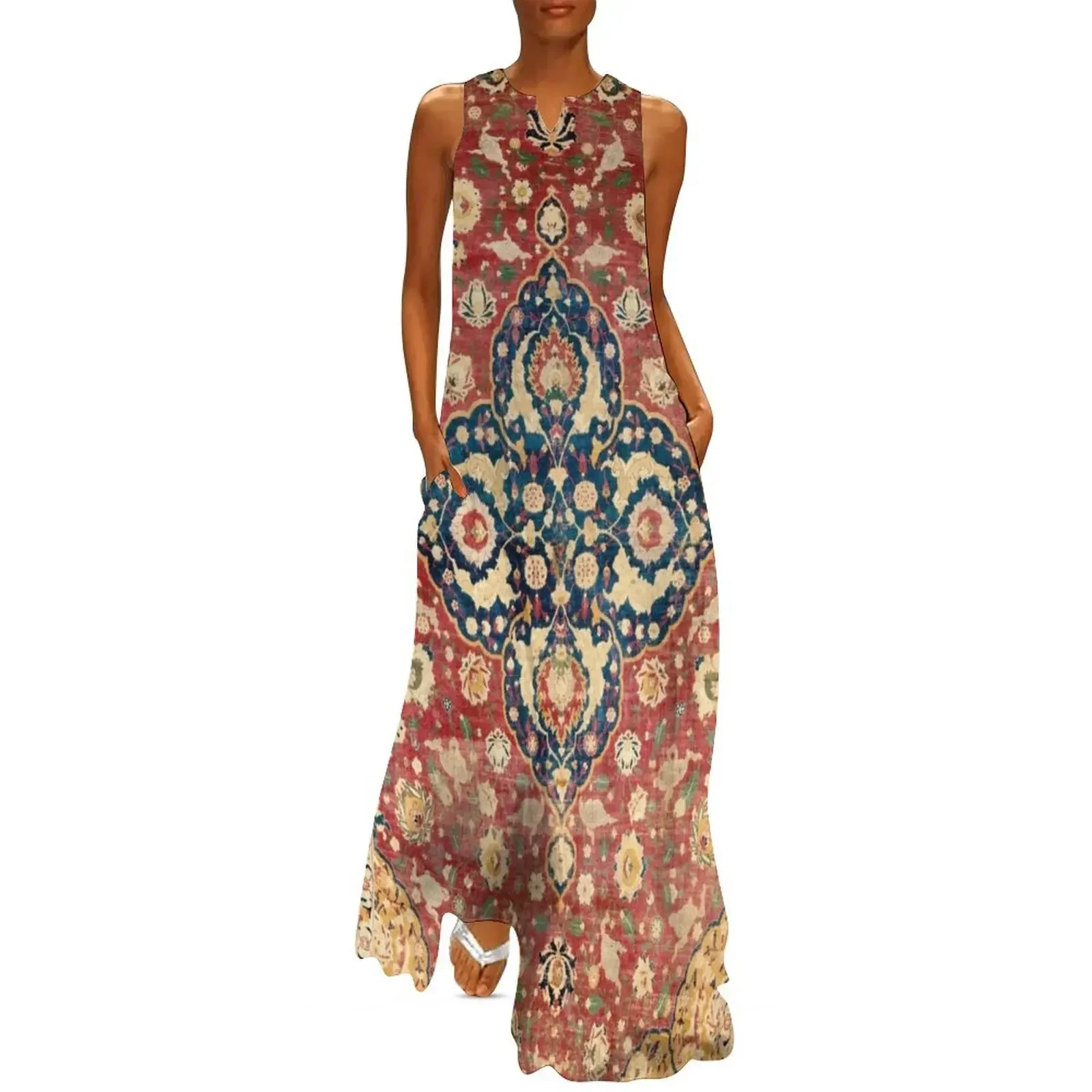 

16th Century Silk Kashan Carpet Print Long Dress dresses women summer 2025 summer dress daily Dress