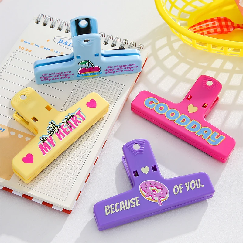 1pcs Candy Color Magnetic Paper Clip Sweet Slogan Magnet Holder for Fridge File Photo Memo Office School Household A7262