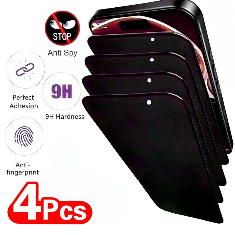 

4 шт. антишпионская полноэкранная защита для iPhone 17 16 15 14 Pro Max 15 16 Plus закаленное стекло для iPhone 13 12 11 Pro 16e 17 Air