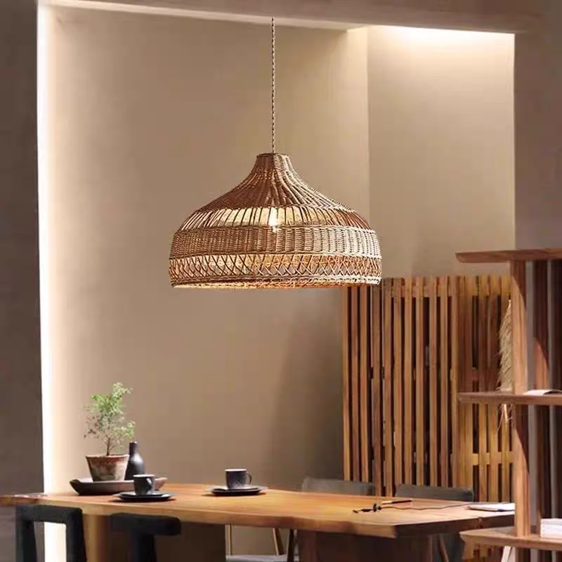 

Handmade rattan bamboo and wood pendant light, Japanese seaside style decorative living pendant light YX658ZX