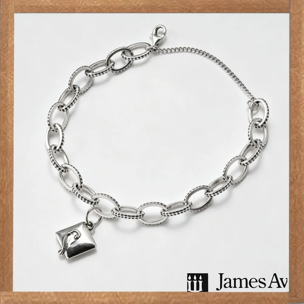 S925 Silver‑Color Textured Oval Link Chain Bracelet Square Lock Charm Wrist Bracelet Vintage Punk  Fashion Jewelry