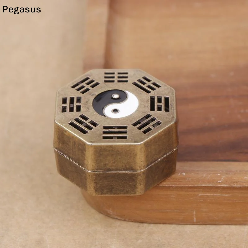 [S]The Eight Diagrams Sandalwood Incense Stove Copper Alloy Mini Incense Stove With Stainless Steel Incense Holder Incense Pan