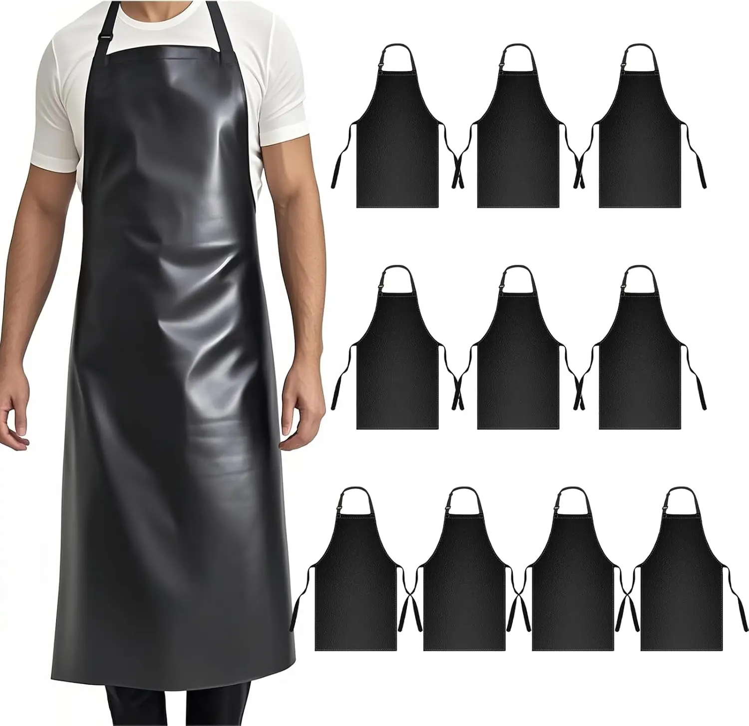 

Heavy-Duty Waterproof Apron, Chemical Resistant Rubber Vinyl for Industrial, Lab, Kitchen & Grilling (40")