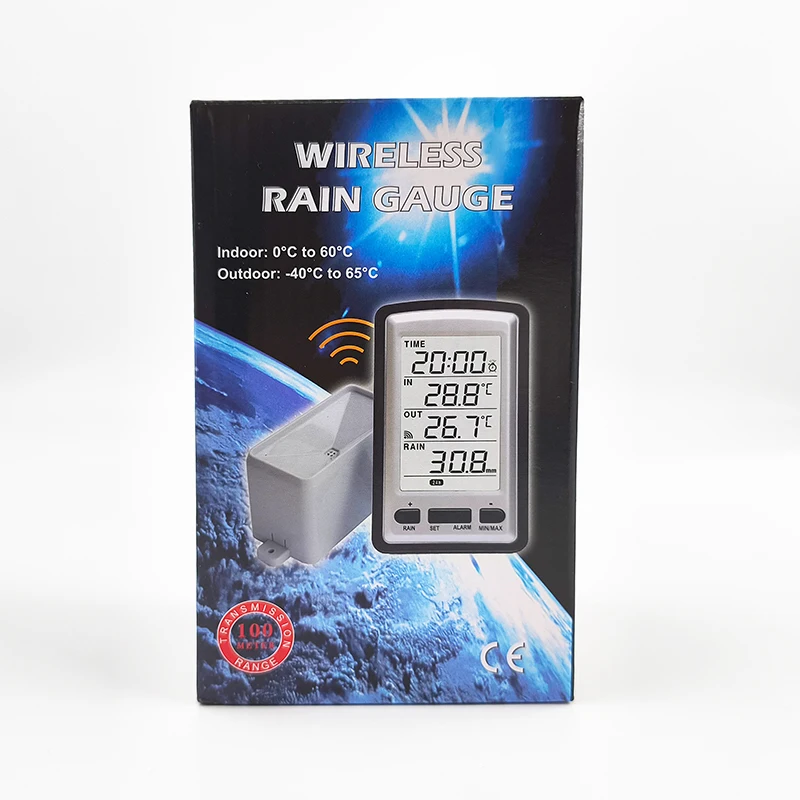 MISOL Kabelloser Regenmesser für Innen-/Außentemperatur, Thermometer, Temperaturrekorder, Wetterstation